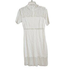 Miami Elegant White Sheath Lace Dress Midi Vintage-Retro Cocktail Dress M